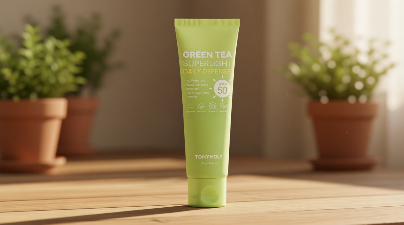 TONYMOLY Green Tea Korean Sunscreen SPF 50+ PA++++ — No White Cast, Lightweight Face Sunscreen for All Skin Tones, Hydrating with Niacinamide, Panthenol & Hyaluronic Acid, 1.69 fl oz
