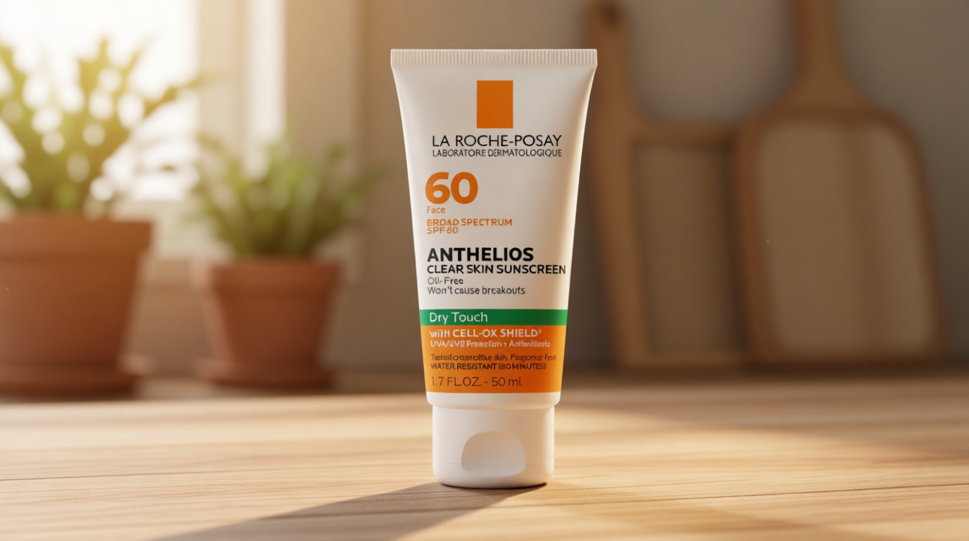 La Roche-Posay Anthelios Clear Skin Sunscreen Dry Touch SPF 60, Oil Free Sunscreen For Face, Oil Absorbing, Broad Spectrum SPF + Antioxidants, Non-Greasy, Oxybenzone Free, Travel Size