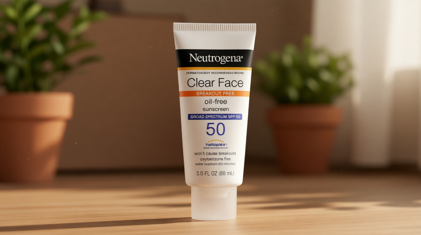 Neutrogena Clear Face Sunscreen Lotion for Acne-Prone Skin, Broad Spectrum SPF 50, Sunscreen for Face & Oily Skin, Oil-,Fragrance- & Oxybenzone-Free, Water Resistant, Matte, Unscented, 3 Fl Oz