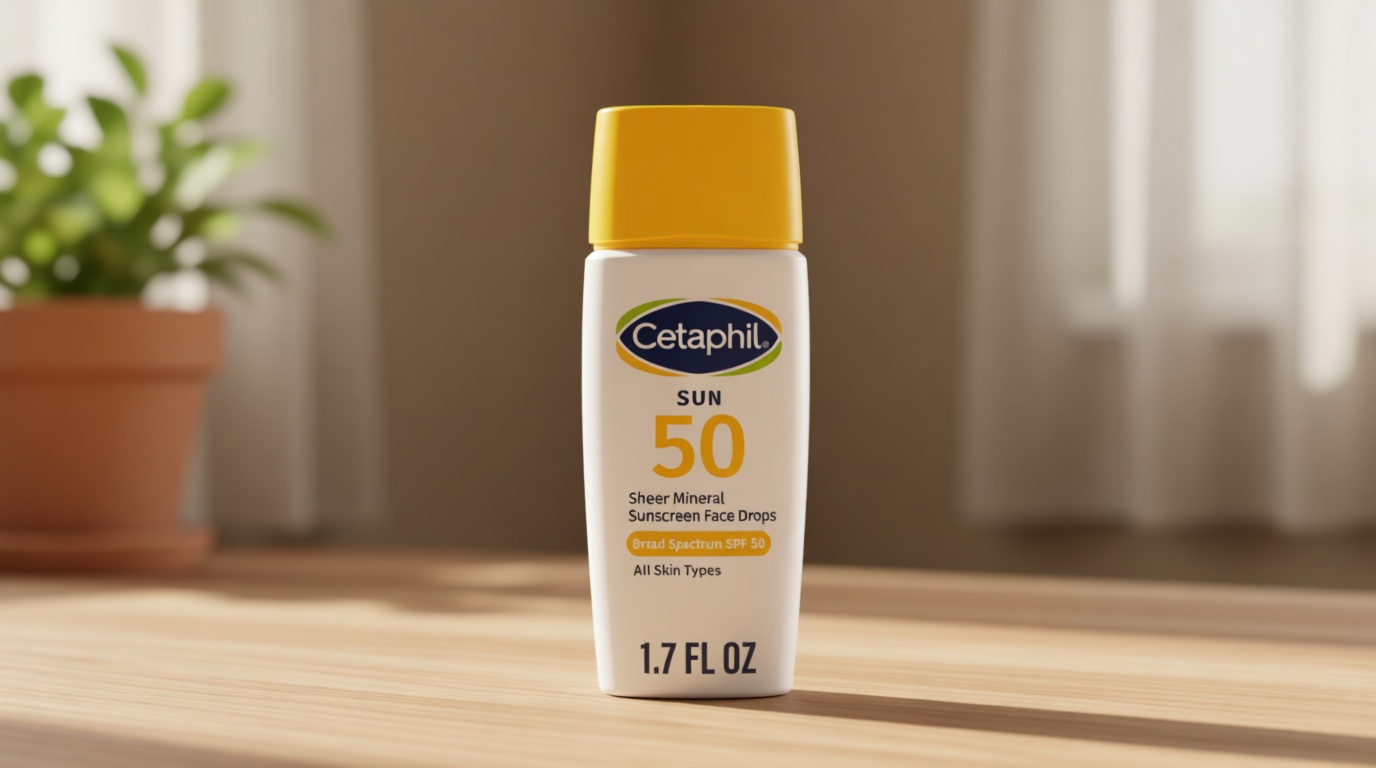Cetaphil Sheer Mineral Liquid Sunscreen for Face, 100% Mineral UVA/UVB Filters, Zinc Oxide Broad Spectrum SPF 50 Formulated for Sensitive Skin, Unscented, 1.7 Fl Oz