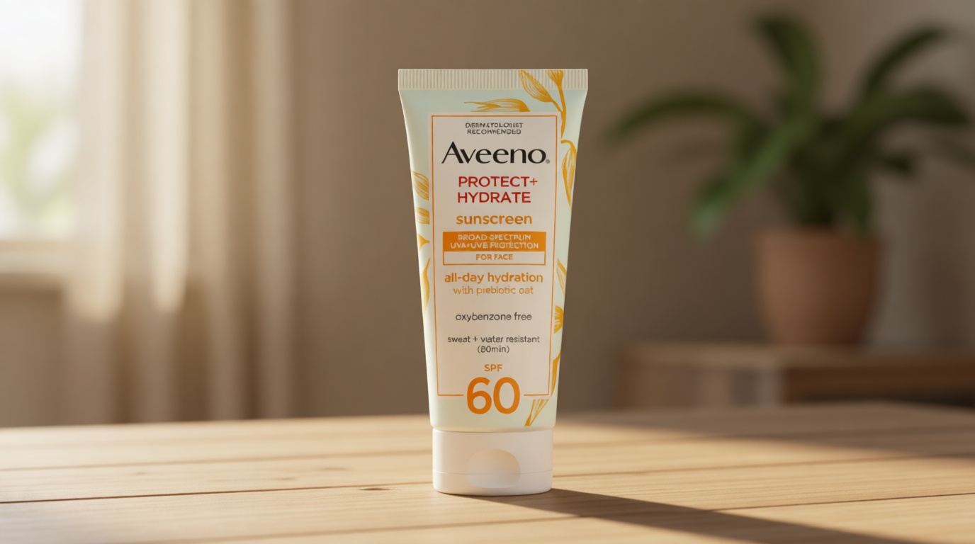Aveeno Protect + Hydrate Face Sunscreen, SPF 60 Broad Spectrum, for Sensitive Skin, Travel Size, Water Resistant (80 minutes), Paraben, Oxybenzone & Oil Free, 2 fl oz