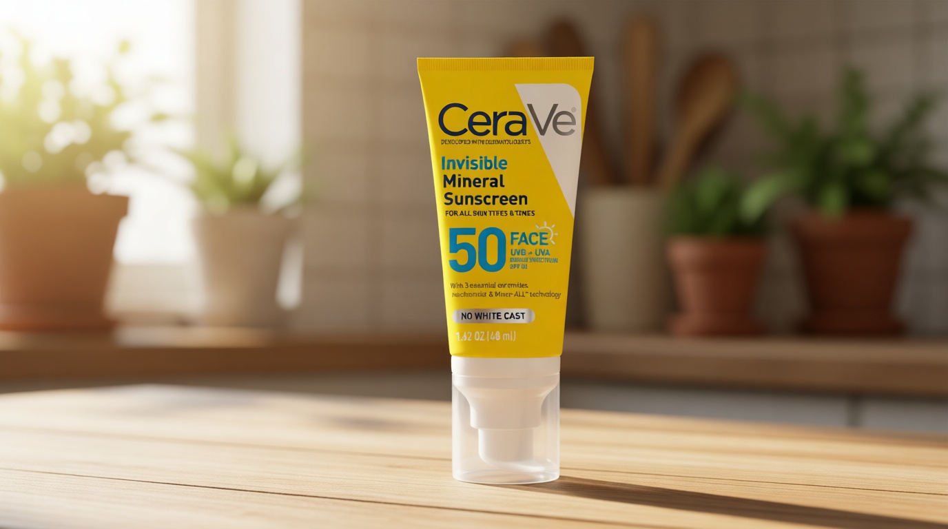 CeraVe Invisible Mineral Sunscreen SPF 50, Face Sunscreen for Sensitive Skin With Zinc Oxide & Titanium Dioxide, Vitamin E + Niacinamide + Ceramides, Oil Free, Travel Size 1.62 oz