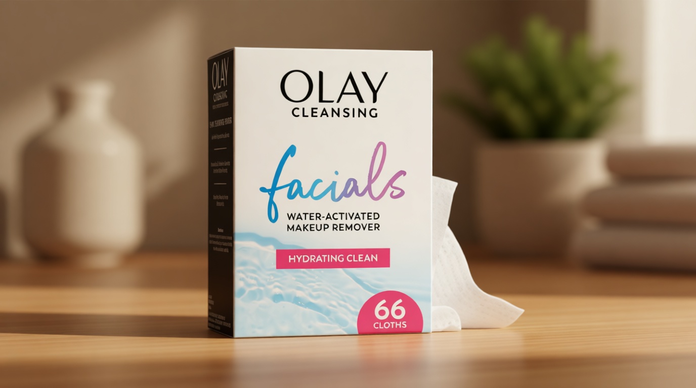 Olay Makeup Remover Wipes, Daily Facials Hydrating Face Cleanser for Normal to Dry Skin, Alcohol & Fragrance Free, Soft Face Wash Towels, Travel Essentials for Women, Convenient Dry Cloths, 66 ct