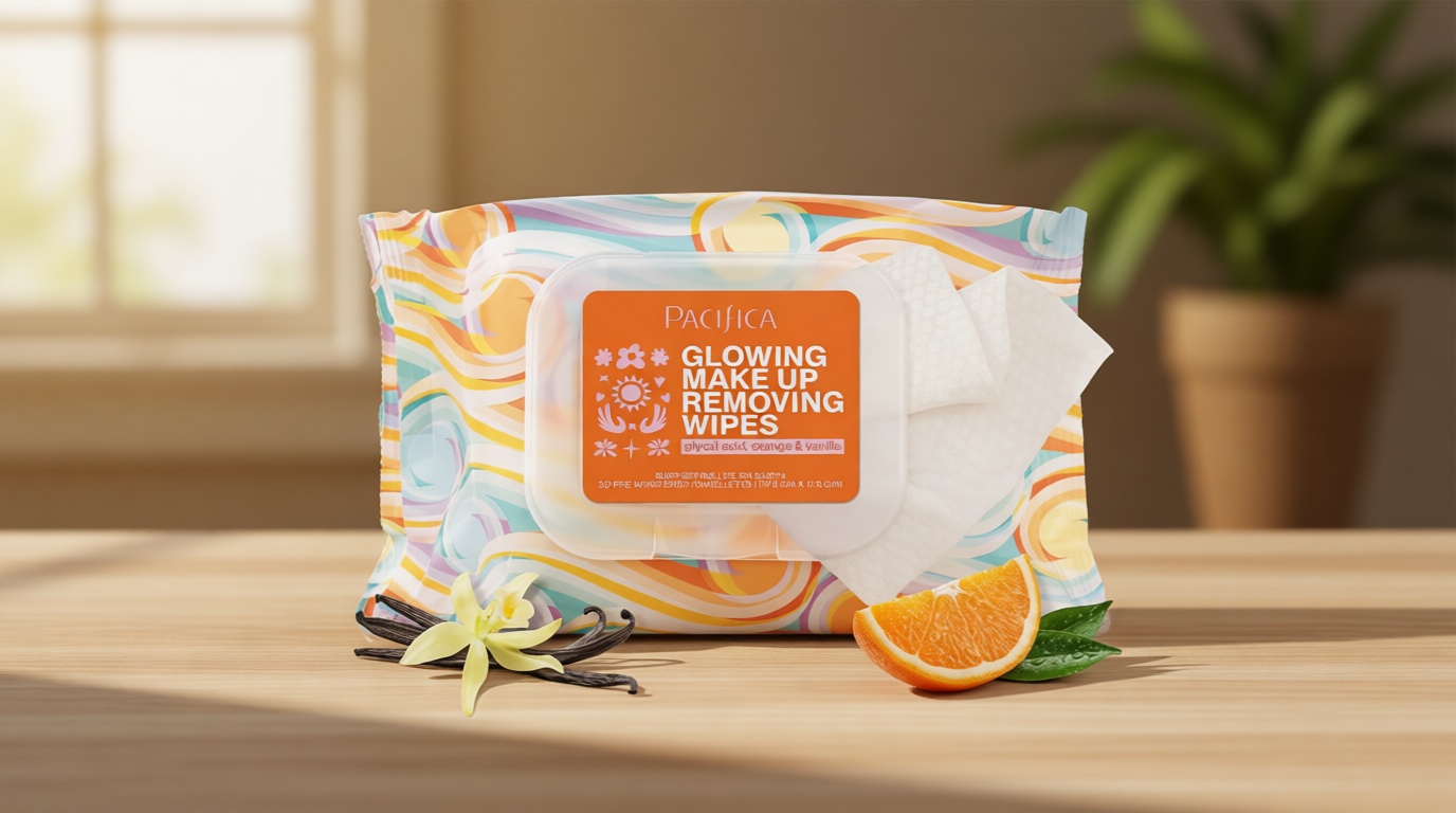 Pacifica Glowing Makeup Remover Wipes – With Glycolic Acid for AHA Exfoliating and Facial Cleansing – No Rinse Face Cleaning Towelettes – Dermatologist Tested, Vegan & Cruelty-Free – 30 Pack