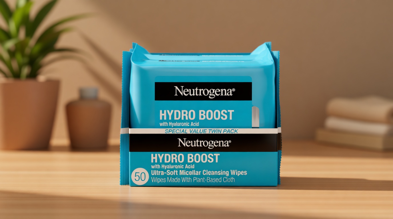 Neutrogena Hydro Boost Ultra-Soft Micellar Cleansing Wipes with Hyaluronic Acid, Hydrating Makeup Remover Wipes Remove Dirt & Waterproof Makeup, Hypoallergenic, Plant-Based Cloth, 2 x 25 ct