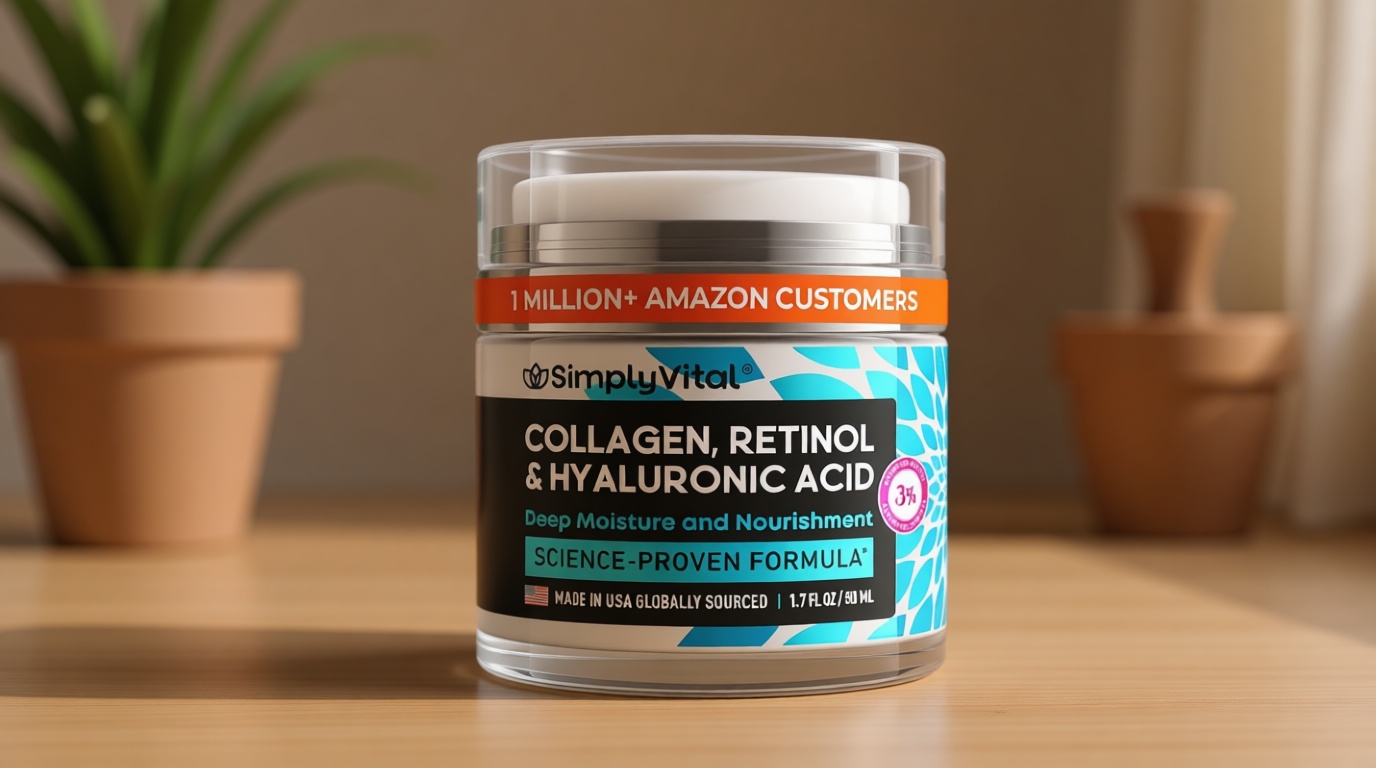 Anti-Aging Face Moisturizer with Retinol, Collagen & Hyaluronic Acid - Made in USA - Moisturizer Face Cream for Women & Men - Firming & Hydrating Neck Cream - Day & Night Skin Care - 1.7 fl oz ClimatePartner certified