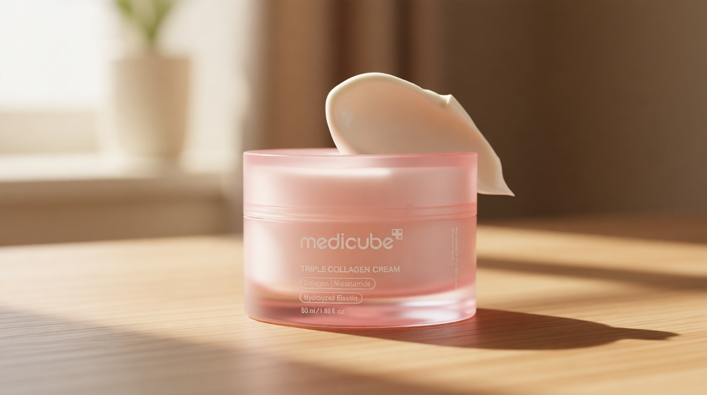 Medicube Triple Collagen Cream - Hydrating & Firming Moisturizer with Hyaluronic Acid, Premium Elastin, Shea Butter - Wrinkle Care & Boosts Elasticity - Korean Skincare, 1.69 oz