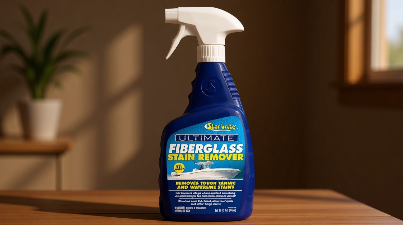 STAR BRITE Ultimate Fiberglass Stain Remover - Easy-to-Use Marine Grade Solution to Eliminate Tough Rust, Leaf & Waterline Stains for Boats and More - Maximum Cleaning Power Gel Spray