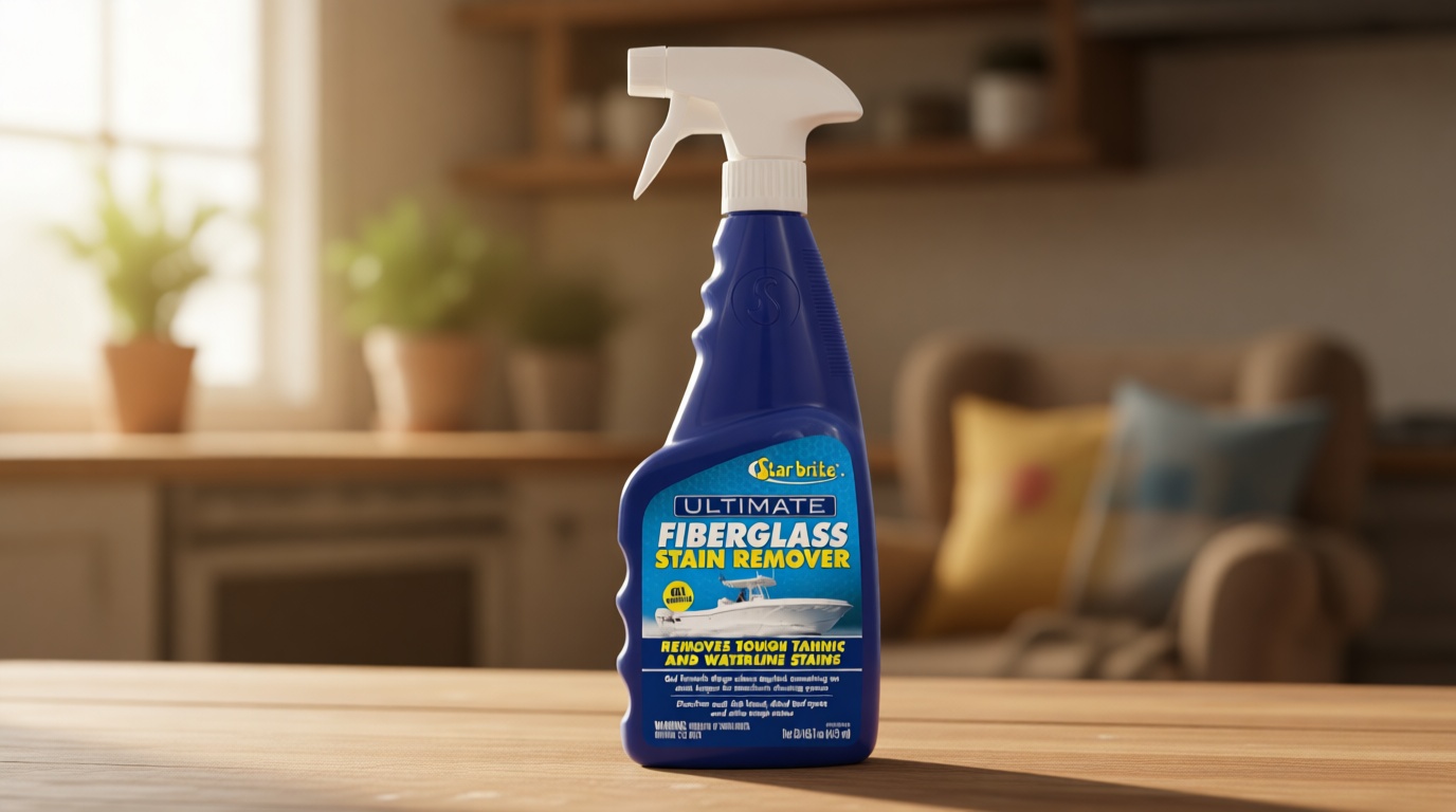 STAR BRITE Ultimate Fiberglass Stain Remover - Easy-to-Use Marine Grade Solution to Eliminate Tough Rust, Leaf & Waterline Stains for Boats and More - Maximum Cleaning Power Gel Spray