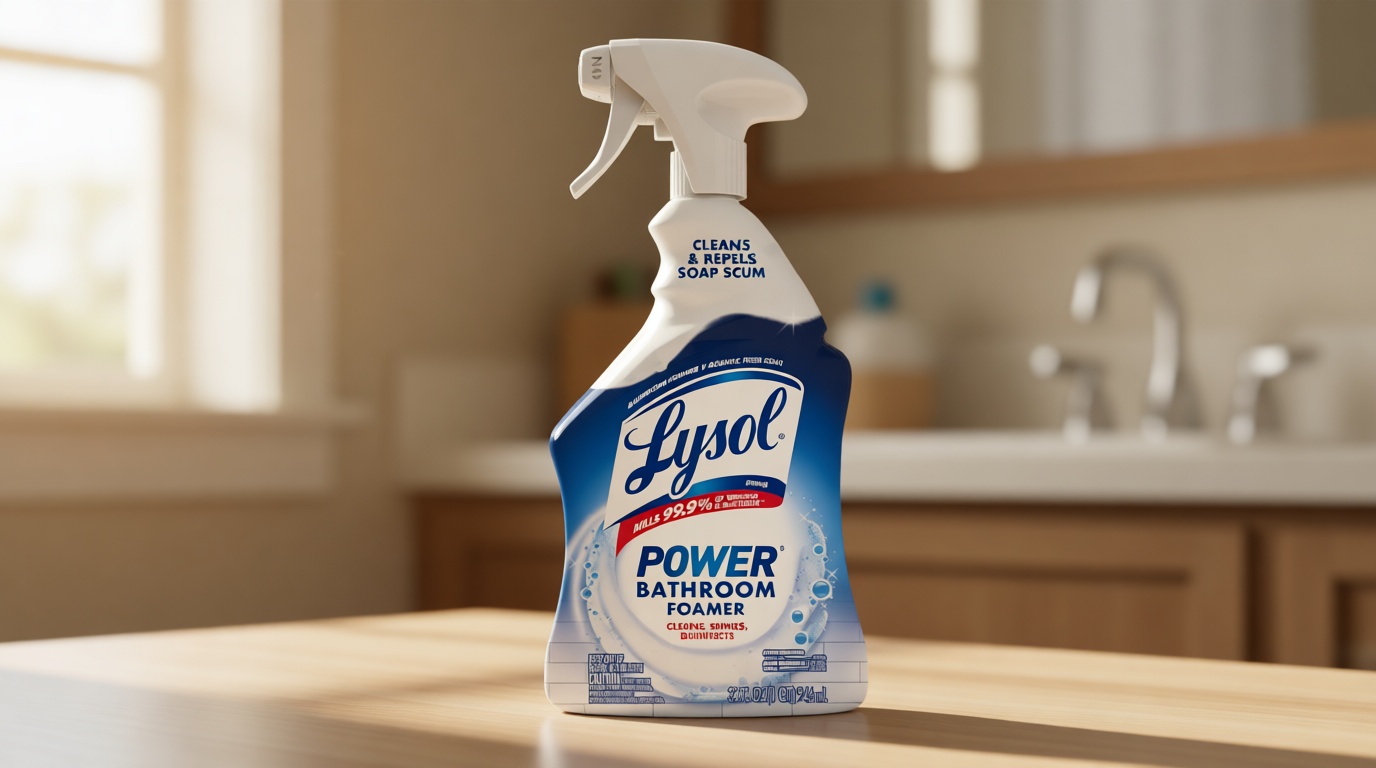 Lysol Power Foaming Bathroom Cleaner, Multipurpose Cleaner for Showers, Bathtubs, Sinks, Disinfectant Spray Kills 99.9% of Germs, Zero Bleach Cleaning Spray, 32 Oz.