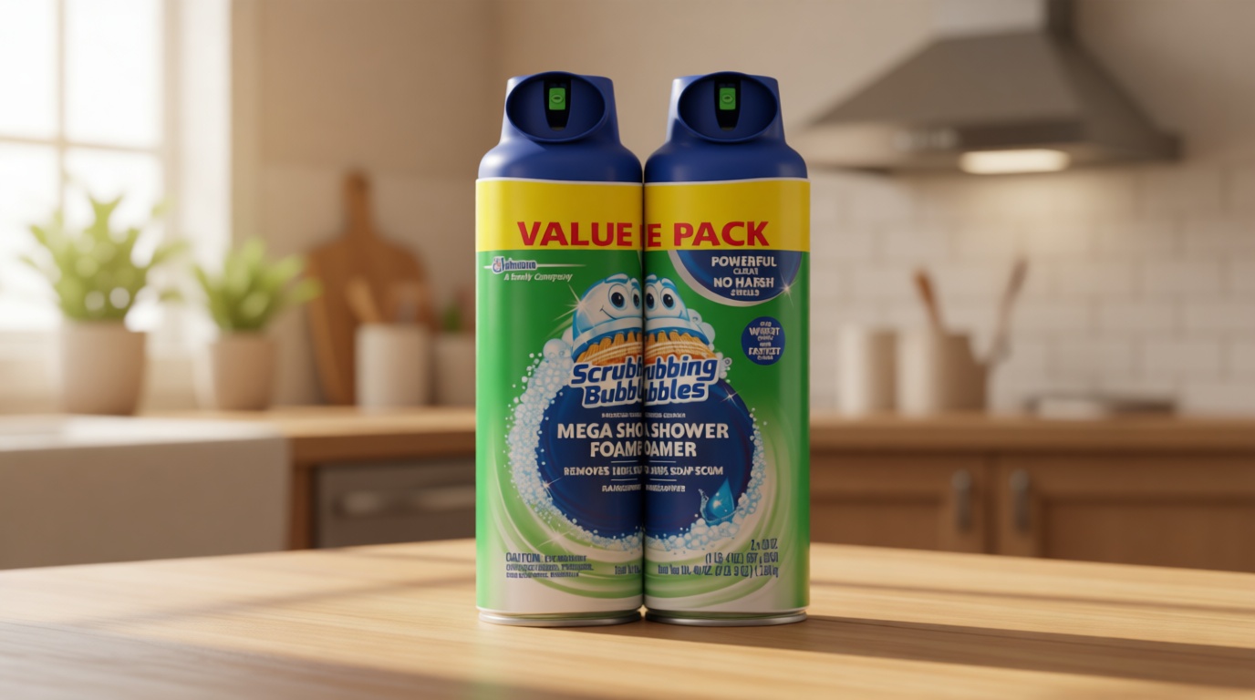 Scrubbing Bubbles Mega Bathroom and Shower Foamer Aerosol, Rainshower Scent, 20oz (Pack of 2)