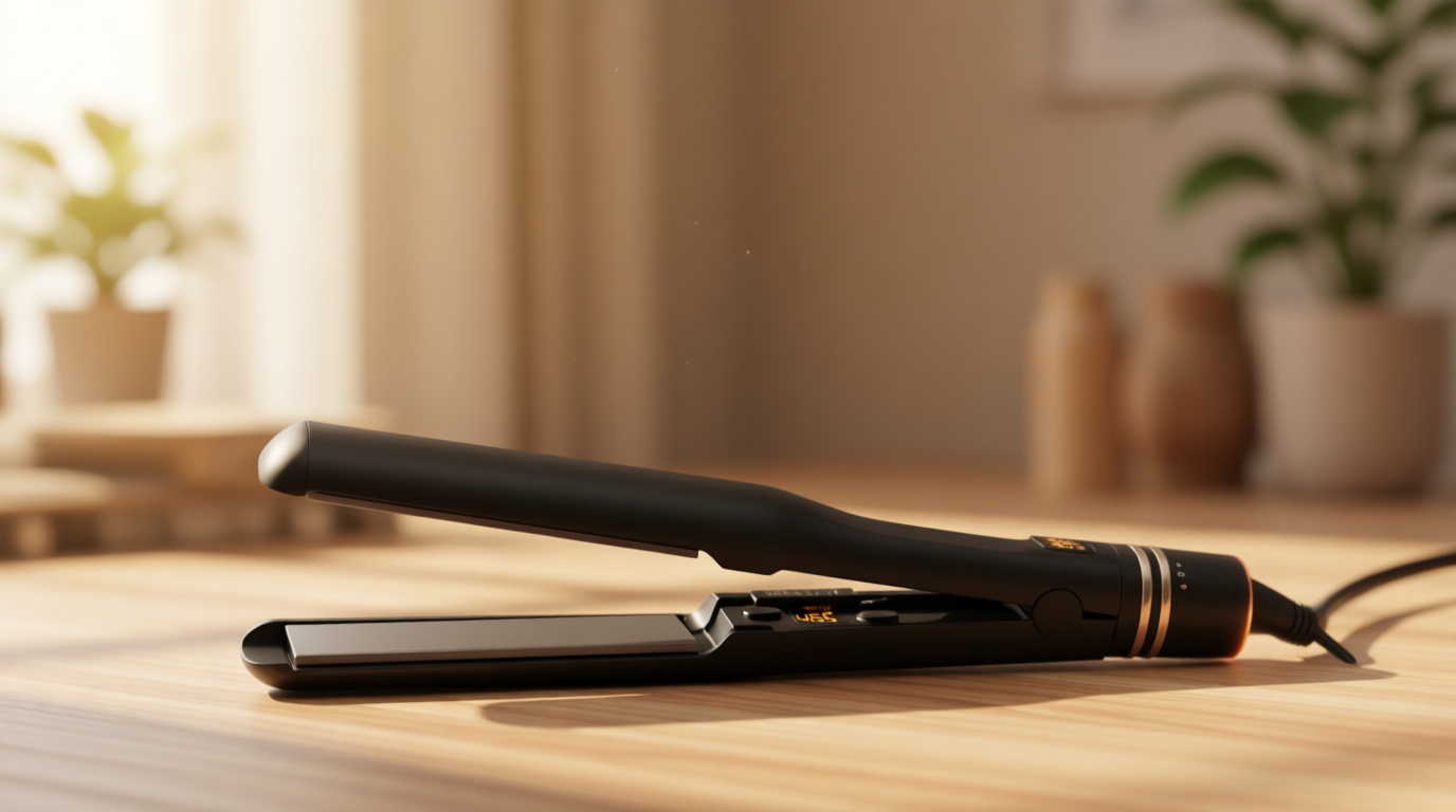 HOT TOOLS Black Gold Ionic 1 1/4 Inch Flat Iron, Use as Straightener for Sleek Straight Hair or Use Rounded Edges for Shiny Curls and Waves, Stylist-Preferred