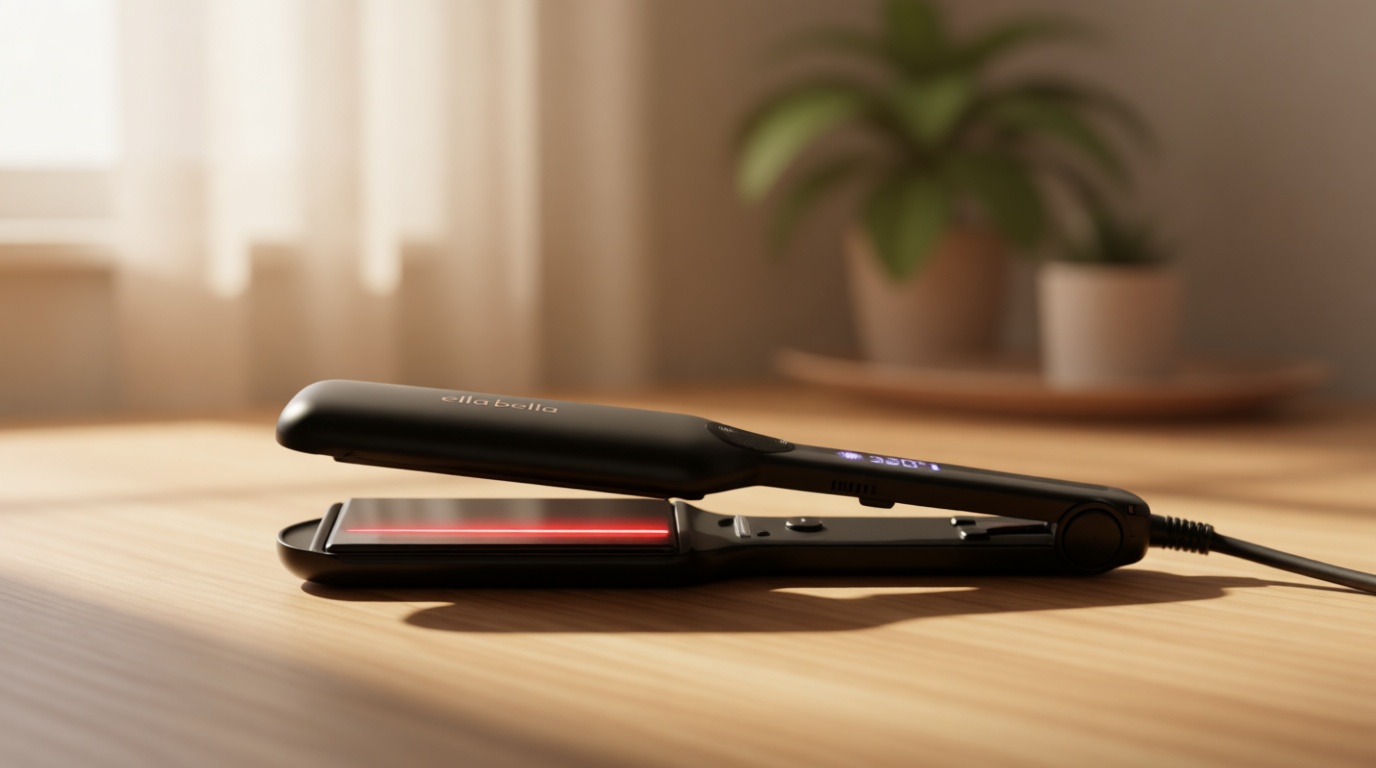 ELLA BELLA® Titanium Flat Iron Hair Straightener (with Infrared) • Professional Straightening Iron • Digital Display to Accurately Control Temperature • As Featured in Good Housekeeping