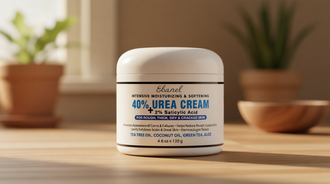 Ebanel Urea Cream 40% plus Salicylic Acid 2%, Foot Cream for Dry Cracked Heels Feet Knees Elbows Hands, Foot Dead Skin Cuticle Callus Remover Toenail Softener, Keratolytic Skin Barrier Repair