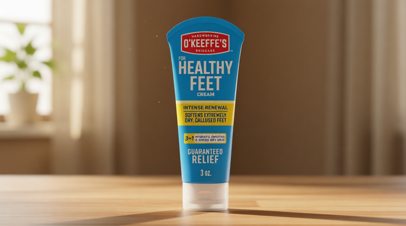 O'Keeffe's for Healthy Feet Intense Renewal Cream with Urea & Alpha Hydroxy Acid - 3 oz Tube (1 Pack) - Chemically Exfoliates and Softens Extremely Callused, Dry Feet