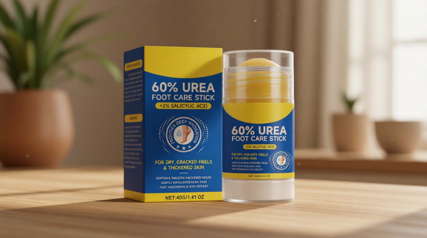 60% Urea Cream Stick plus 2% Salicylic Acid, Maximum Strength Urea Foot Cream Callus Remover for Dry Cracked Heels, Hands, Knees,Exfoliating Moisturizer, Dead Skin Remover Foot Balm 1.4oz (1pcs)