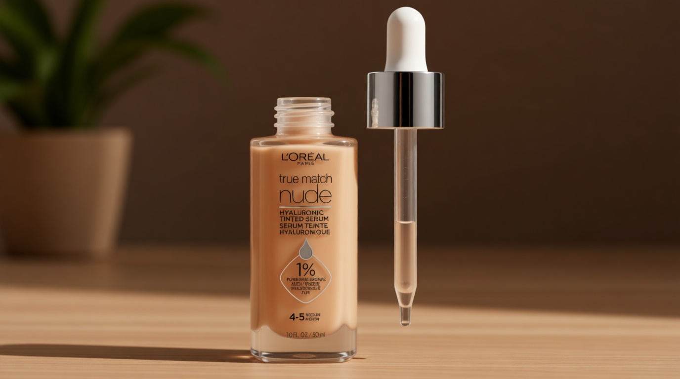 L'Oreal Paris True Match Nude Hyaluronic Tinted Serum Foundation with 1% Hyaluronic acid, Medium 4-5, 1 fl. oz.