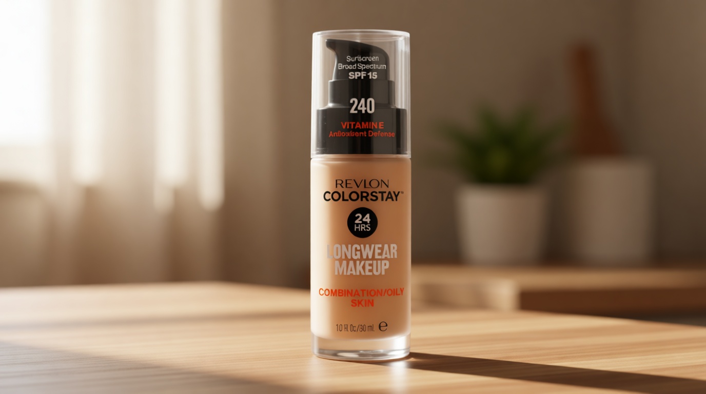 Revlon Liquid Foundation, ColorStay Face Makeup for Combination & Oily Skin, SPF 15, Medium-Full Coverage with Matte Finish, 240 Medium Beige, 1 Fl Oz