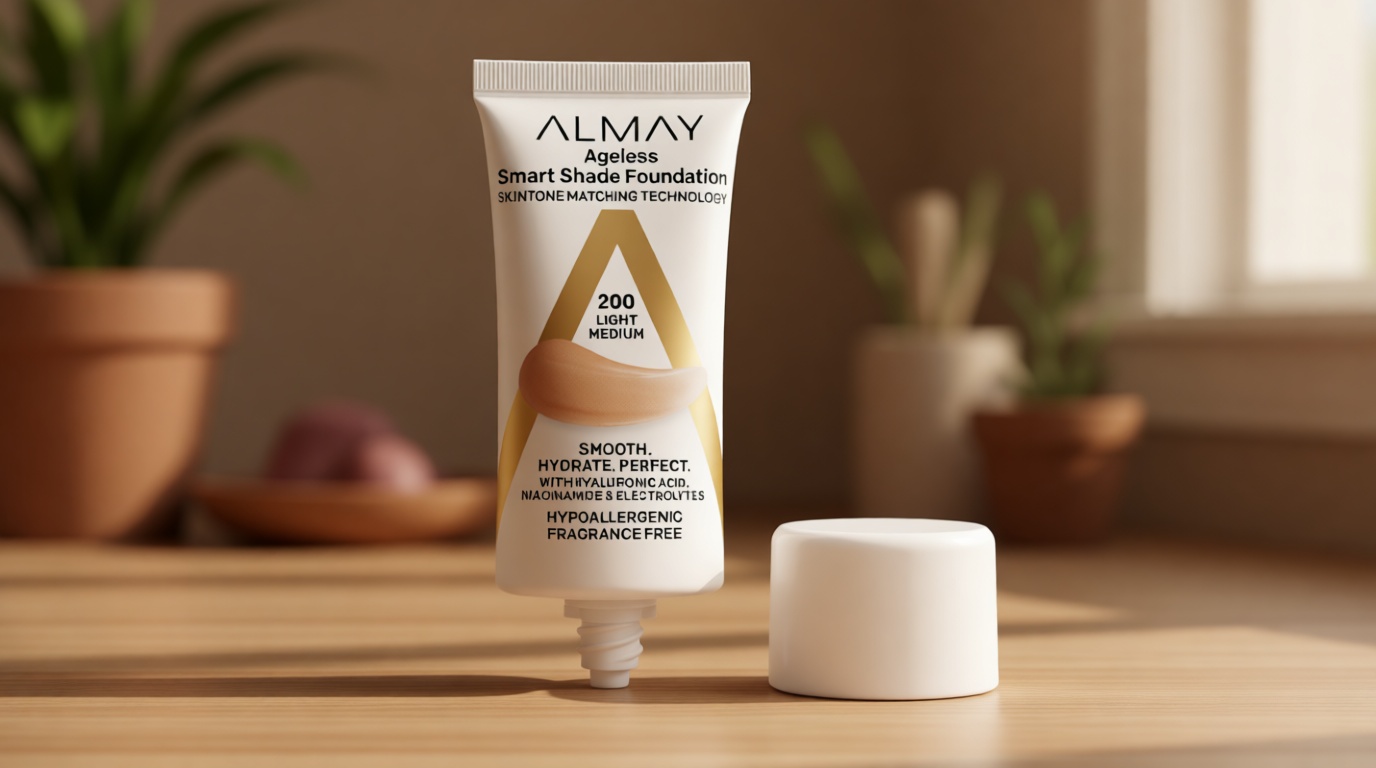 Almay Anti-Aging Foundation, Smart Shade Face Makeup with Hyaluronic Acid, Niacinamide, Vitamin C & E, Hypoallergenic-Fragrance Free, 200 Light Medium, 1 Fl Oz (Pack of 1)