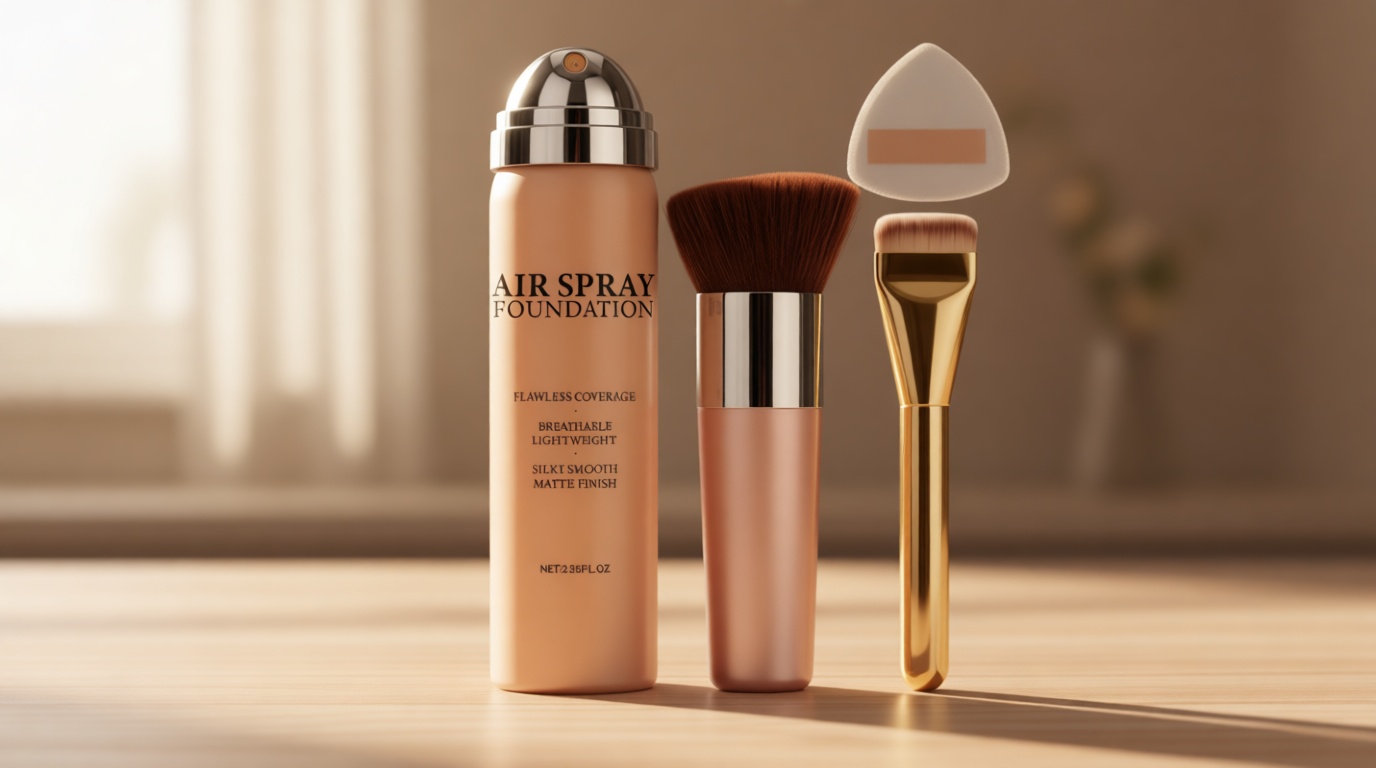 AIUEO Airbrush Foundation Makeup Spray for Mature Skin Lightweight Full Coverage Airbrush Flawless Setting Spray Foundation Makeup-Beige