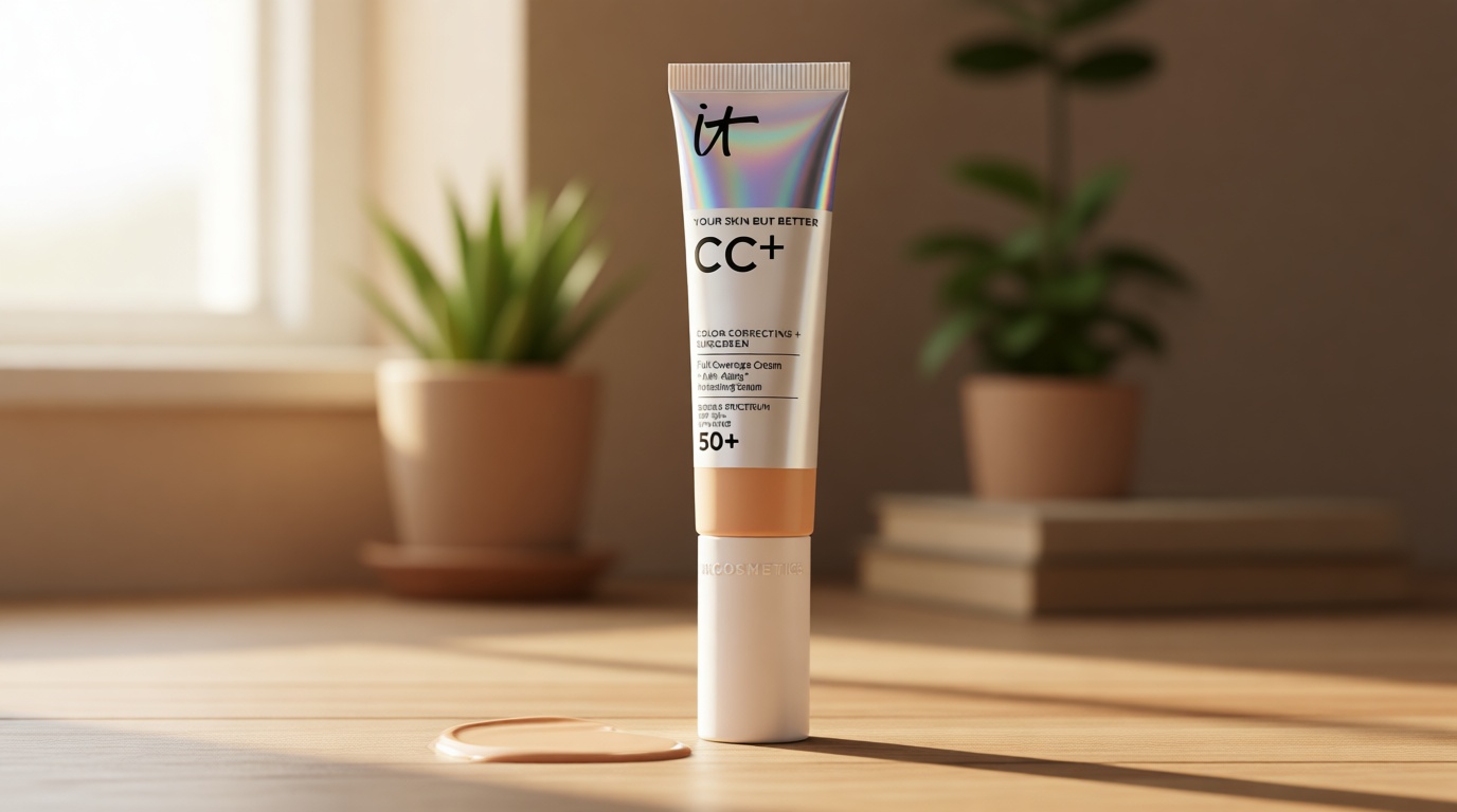 IT Cosmetics CC+ Cream - Natural Full Coverage Foundation With SPF 50+, Color Corrector & Anti-Aging Hydrating Serum, Hyaluronic Acid + Peptides, Lightweight Up To 24H Wear, All Skin Types