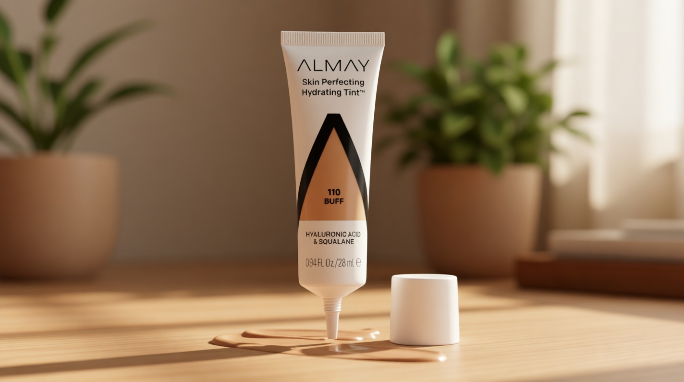 Almay Hydrating Liquid Foundation Tint, Lightweight with Light Coverage, Naturally Dewy Finish, Hypoallergenic, Dermatologist TestedFragrance Free, 110 Buff, 0.94 fl oz.