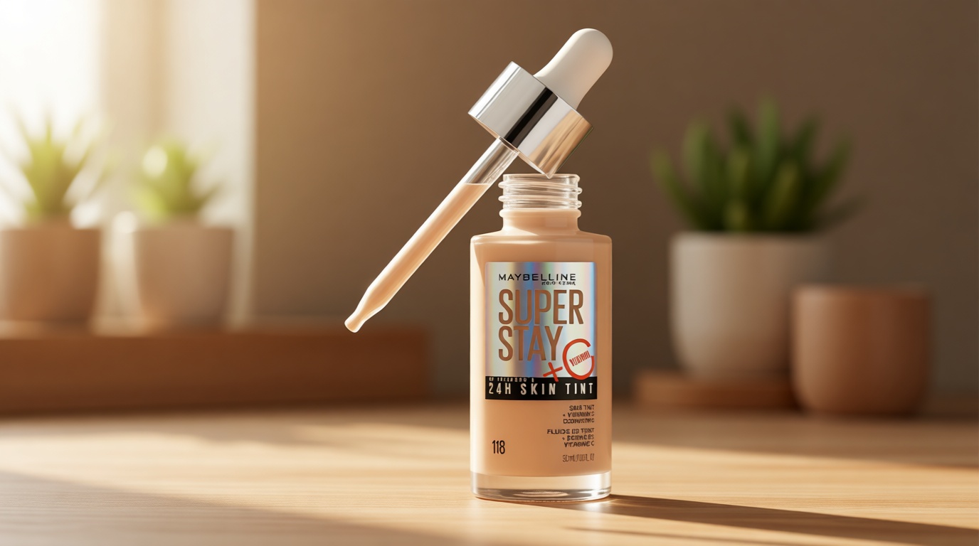Maybelline Super Stay Up to 24HR Skin Tint, Radiant Light-to-Medium Coverage Foundation, Makeup Infused With Vitamin C, 118, 1 Count