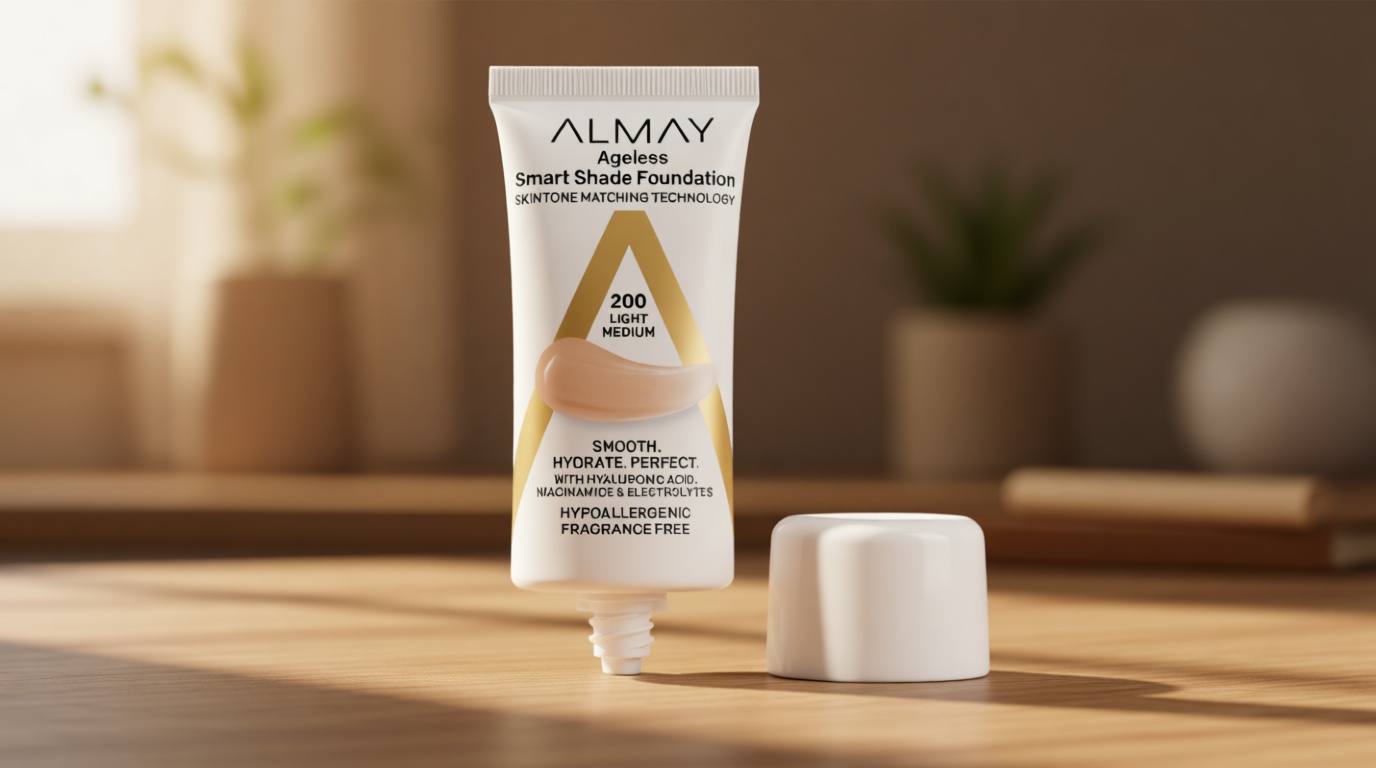 Almay Anti-Aging Foundation, Smart Shade Face Makeup with Hyaluronic Acid, Niacinamide, Vitamin C & E, Hypoallergenic-Fragrance Free, 200 Light Medium, 1 Fl Oz (Pack of 1)