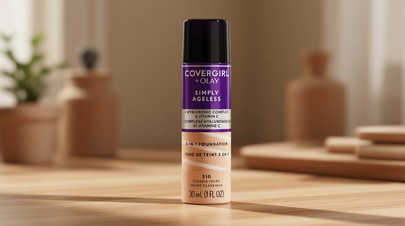 COVERGIRL+Olay Simply Ageless 3-in-1 Liquid Foundation Classic Ivory, 1 Ounce (packaging may vary)