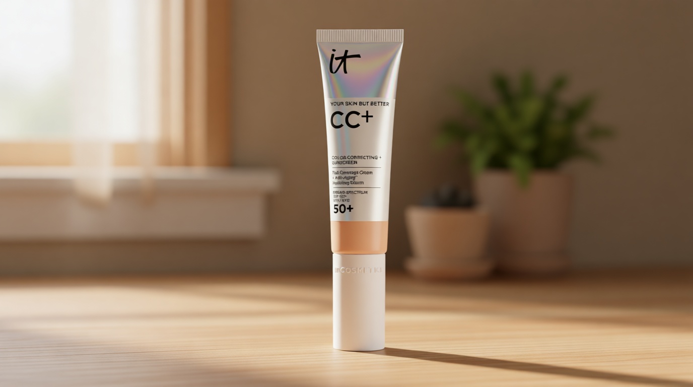 IT Cosmetics CC+ Cream - Natural Full Coverage Foundation With SPF 50+, Color Corrector & Anti-Aging Hydrating Serum, Hyaluronic Acid + Peptides, Lightweight Up To 24H Wear, All Skin Types