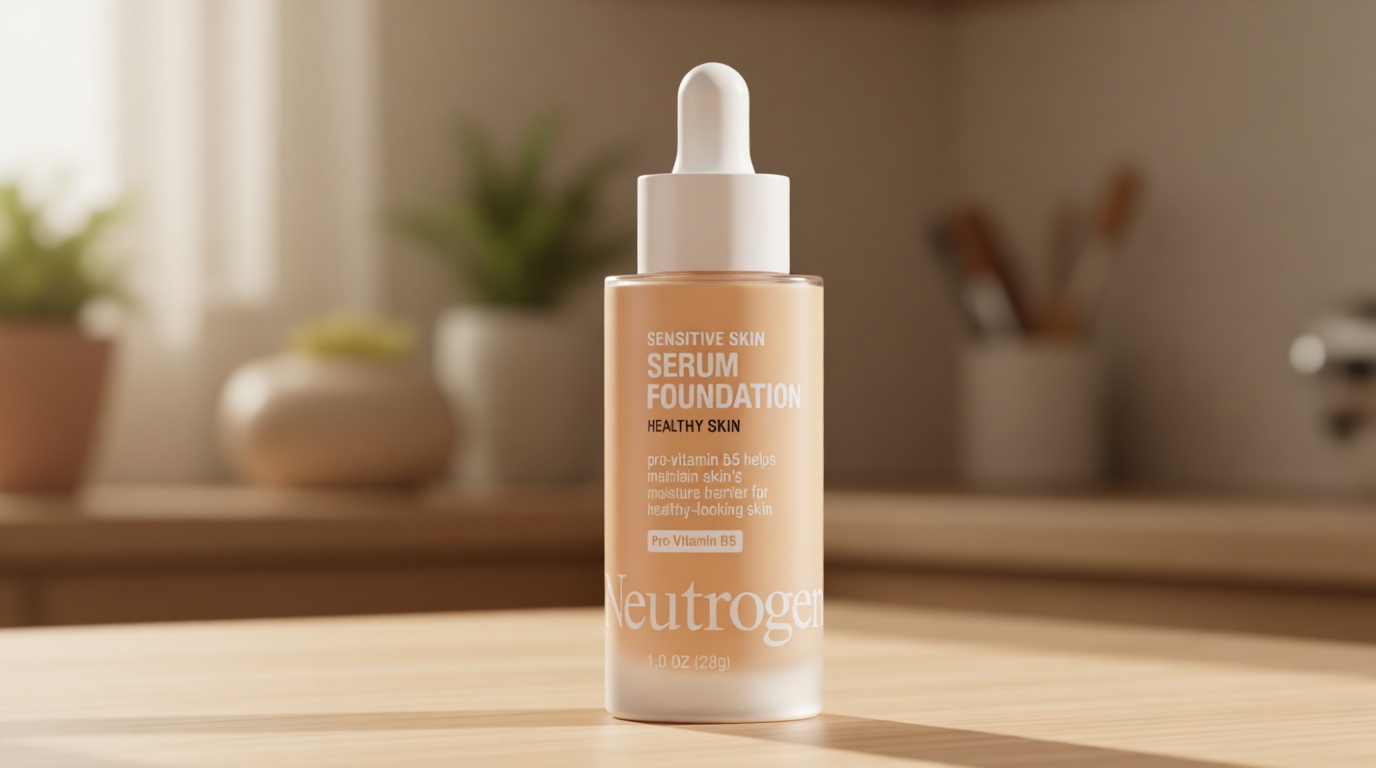 Neutrogena Healthy Skin Sensitive Skin Serum Foundation with Pro-Vitamin B5, Color Correcting & Pore Minimizing Liquid Foundation & Face Serum, Buildable Coverage, Light 01, 1 oz