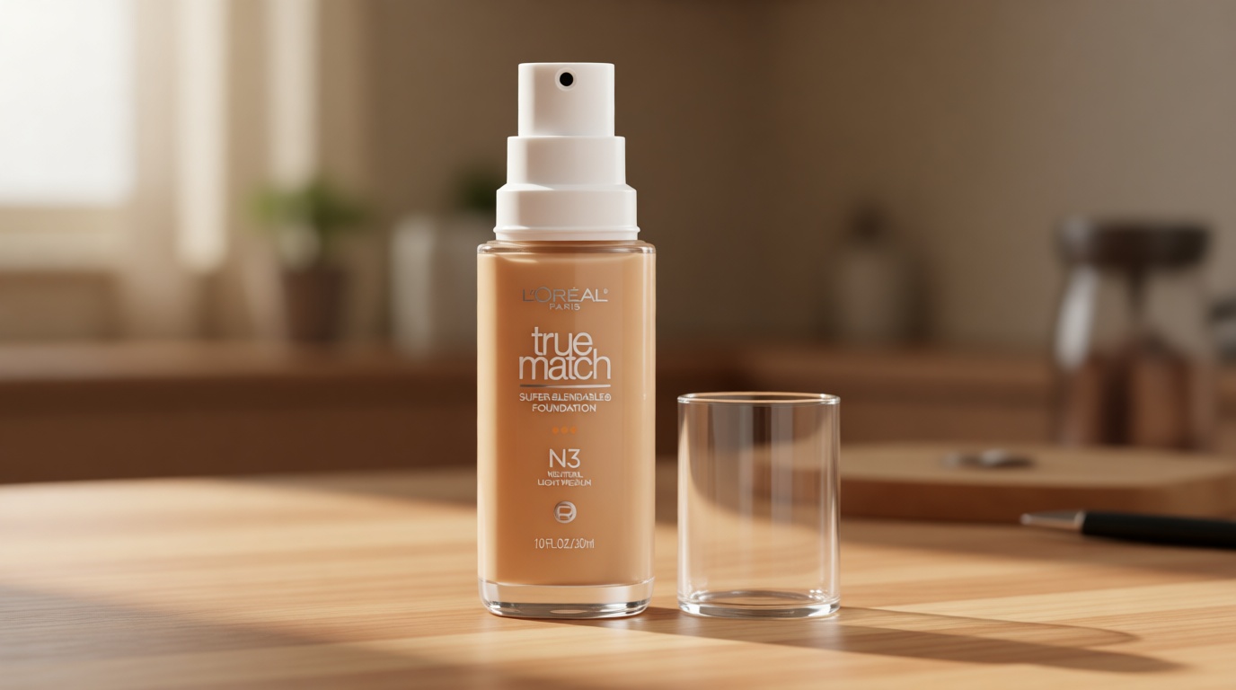 L'Oreal Paris True Match Super-Blendable Foundation, Medium Coverage Liquid Foundation Makeup, N3, Light Medium, 1 Fl Oz