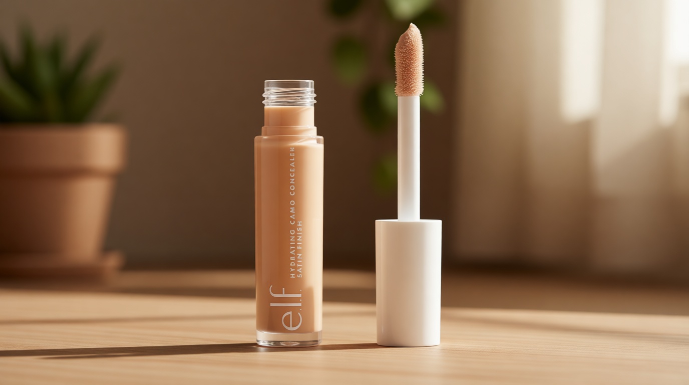 e.l.f. Hydrating Camo Concealer, Covers Blemishes & Under-Eye Circles, Full-Coverage & Delivers A Satin Finish, Vegan & Cruelty-Free, Fair Beige