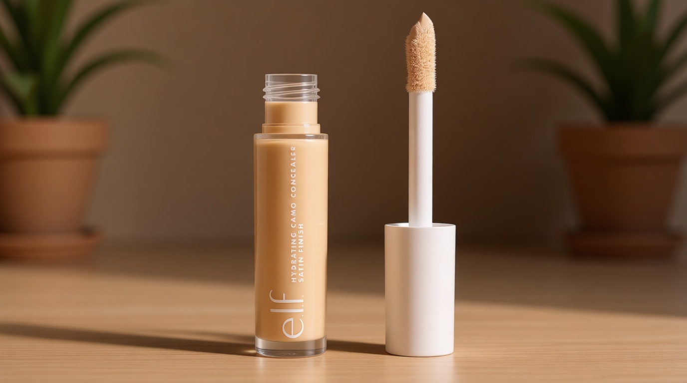 e.l.f. Hydrating Camo Concealer, Covers Blemishes & Under-Eye Circles, Full-Coverage & Delivers A Satin Finish, Vegan & Cruelty-Free, Light Ivory