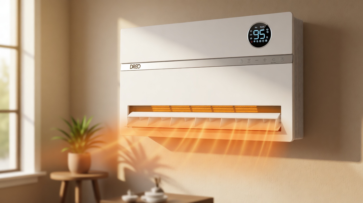 Dreo Smart Wall Heater, Electric Space Heater for Bedroom 1500W, 120° Vertical Oscillation, Adjustable Thermostat, Remote Control, 24H Timer, Easy-Mount Heater for Indoor Use, Works with Alexa, WH719S