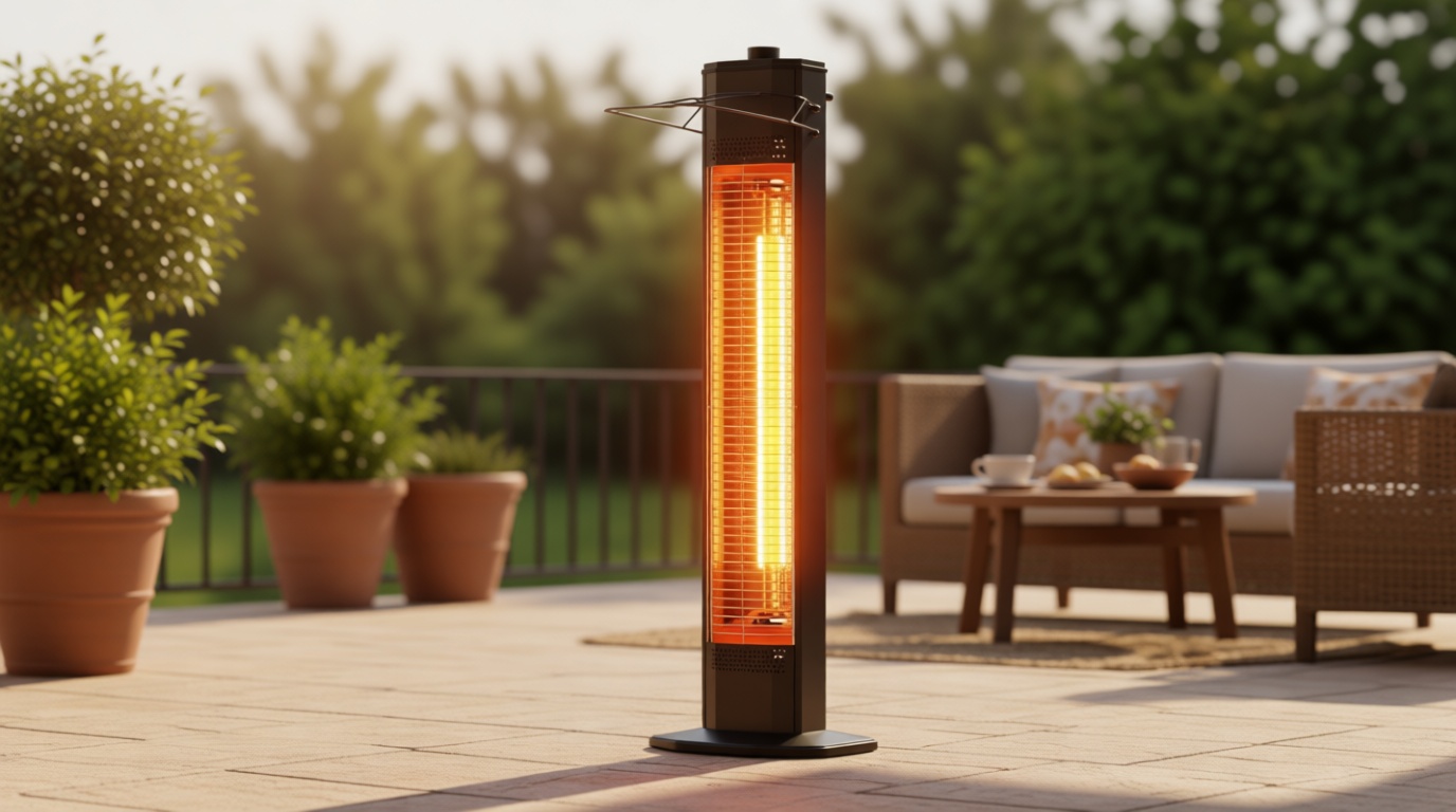 Outdoor Electric Patio Heater, 34-inch 1500W Infrared Tower Heater with Instant Heating, Tip-Over & Overheat Protection, IPX5 Waterproof Space Heater for Patio Garage Workshop Indoor & Outdoor Use
