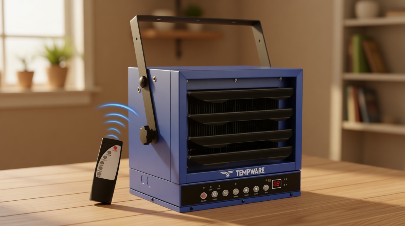 TEMPWARE 7500W Electric Garage Heater, 240V Hardwired Digital Ceiling Mount Fan-Forced Shop Heater with Full-Function Remote and 12-Hour Timer, Ideal for Workshop Warehouse