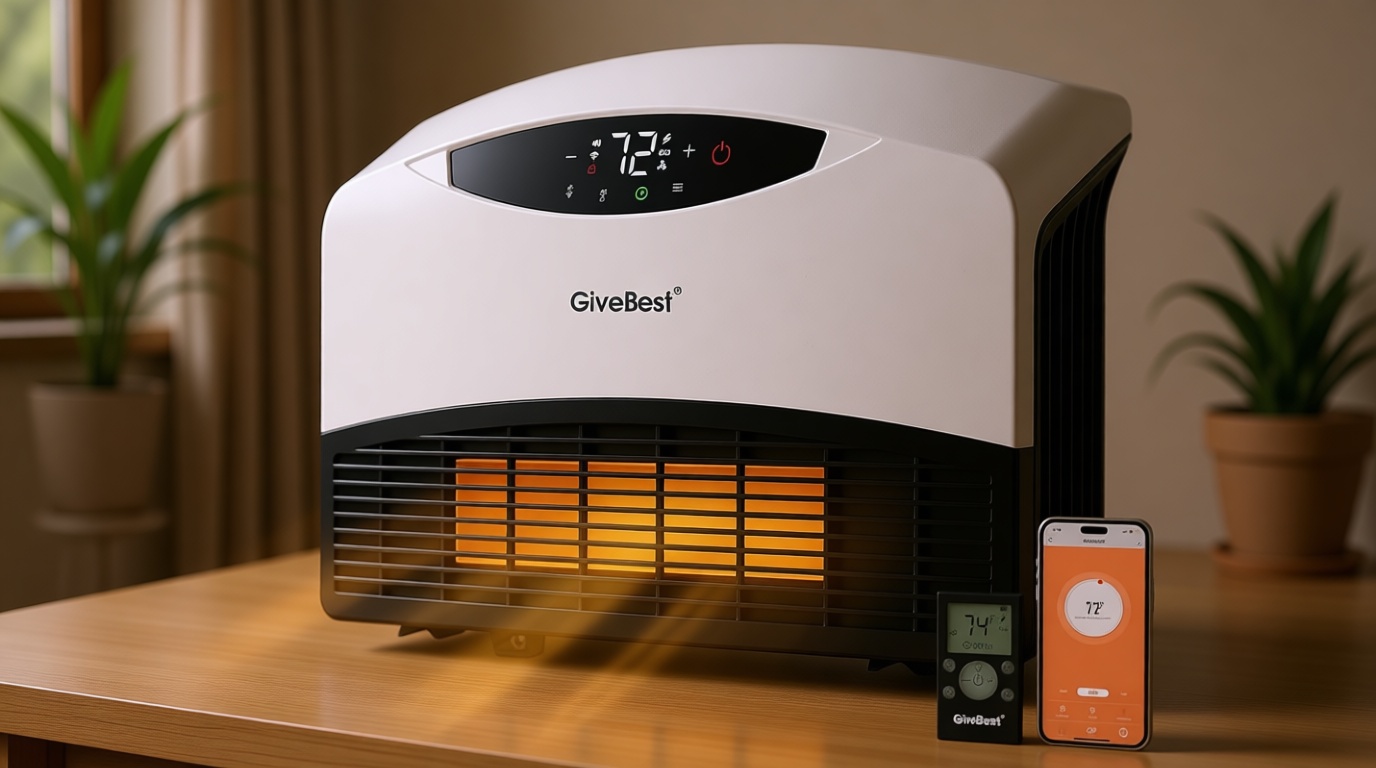 GiveBest Electric Wall Heater with WiFi and Remote Control, Floor or Wall Mounted Heater, Large Room Coverage, 3 Heating Modes, 1500W Fast Heating Space with Thermostat for Indoor Room Use, White