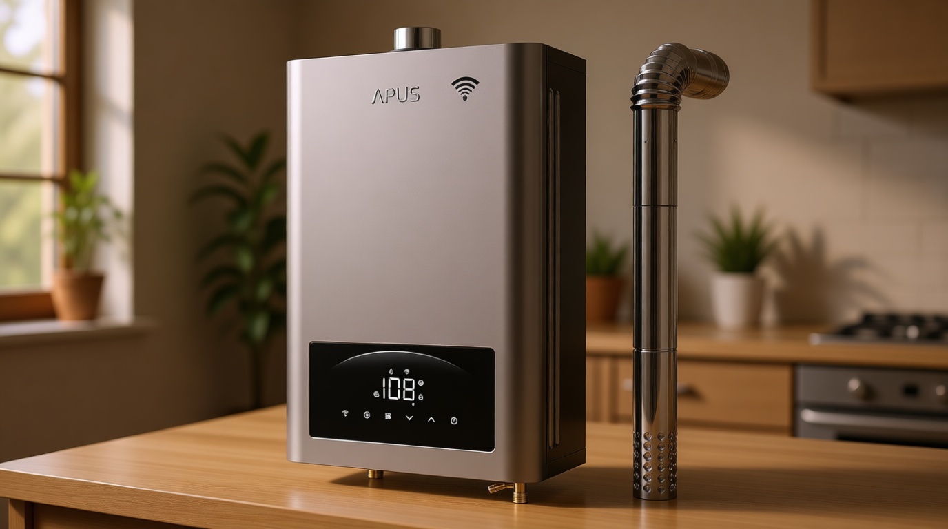 APUS Natural Gas Tankless Water Heater 140,000 BTU Indoor Installation Up to 6.8 GPM, Zero Cold Water for Technology Instant Hot Water on Demand, Smart Wi-Fi App Control