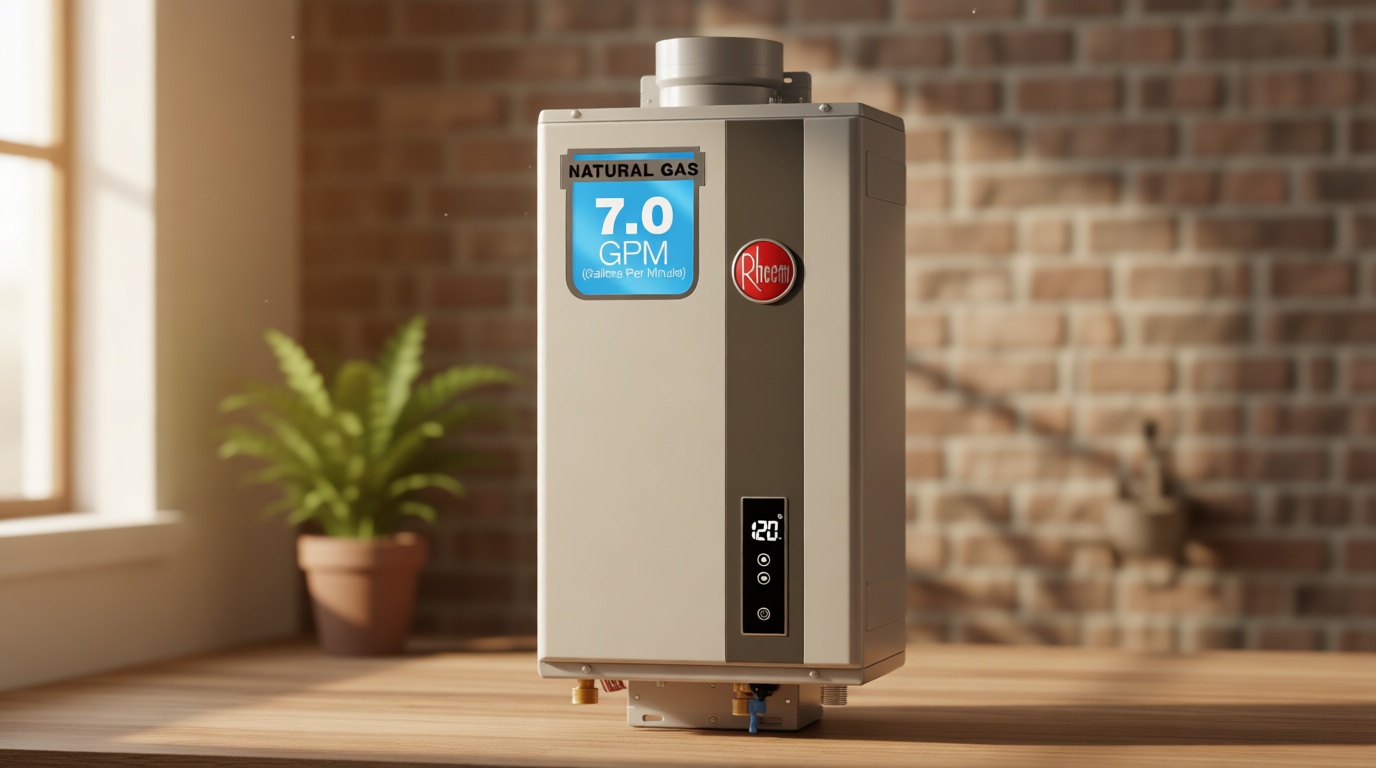 Rheem RTG-70DVLN-3 High Efficiency Non-Condensing Indoor Tankless Natural Gas Water Heater 7.0 GPM, 160,000 BTUs