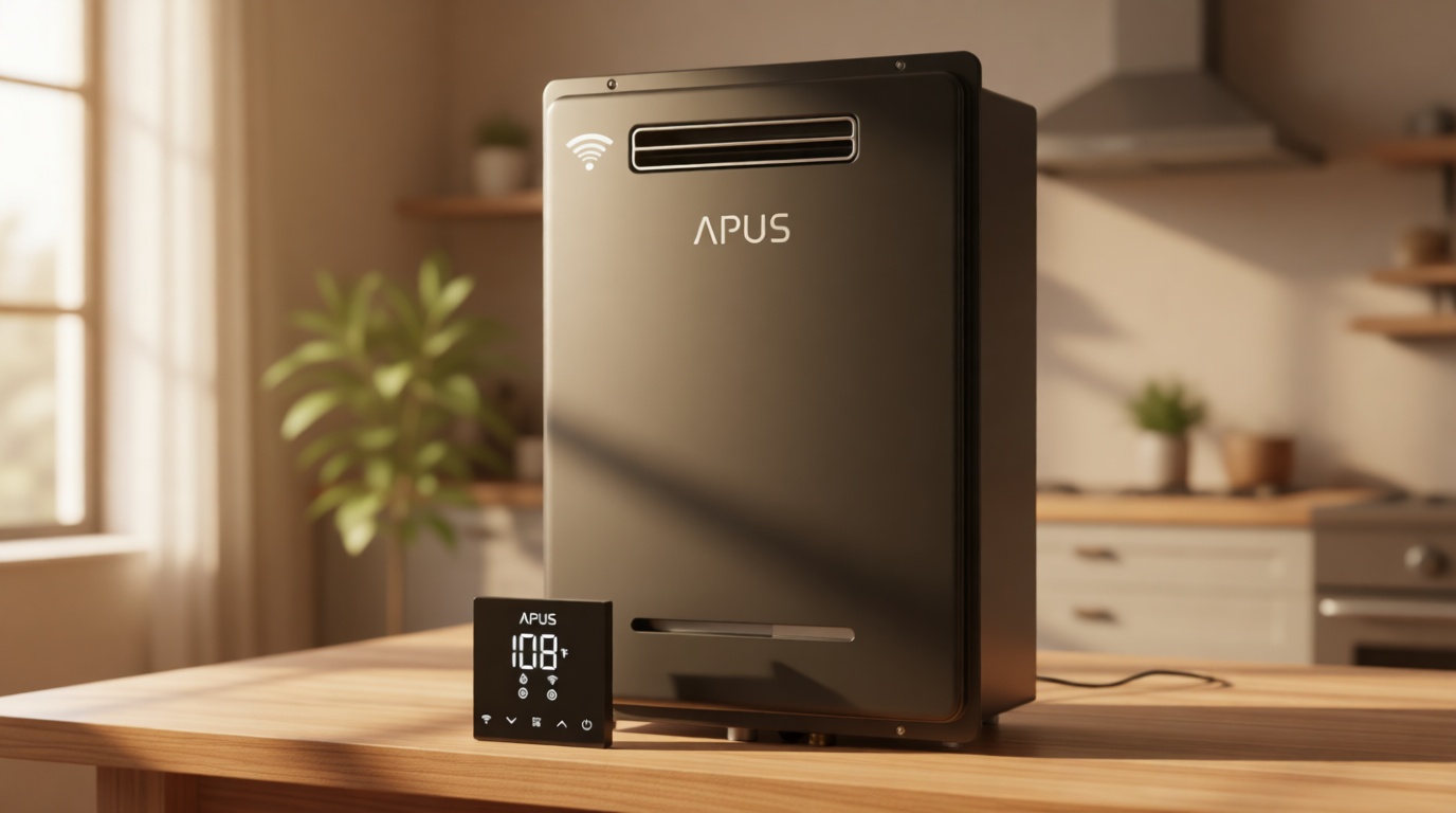 APUS 190,000 BTU Outdoor Tankless Water Heater, 8.1 GPM Natural Gas Instant Hot Water Heater with WiFi & Remote Control, High Efficiency for Supports 5 Outlets