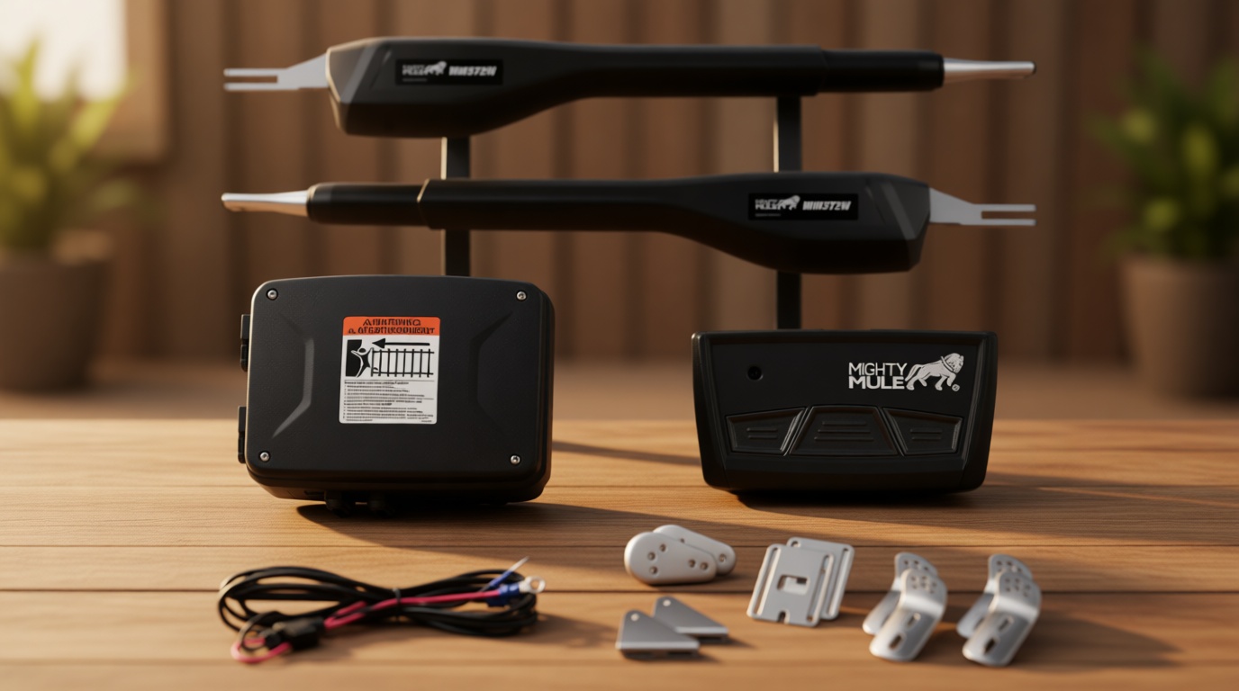 Mighty Mule MM372W Dual Automatic Gate Opener, Smart and Solar Ready-Up to 16ft Long or 550lb per Leaf, Black, 1 Gate Opener Kit