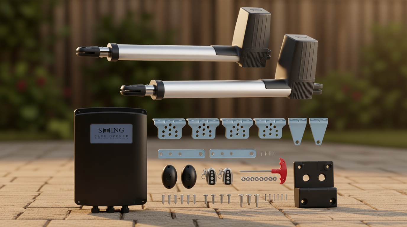 CO-Z ADSW4 Automatic Gate Opener Kit, Dual Swing Gate Openers for Doors up to 1300lb 20ft, Electric Driveway Gate Openers with Remote Kit Infrared Sensors Equipped Solar Battery Charging Compatible