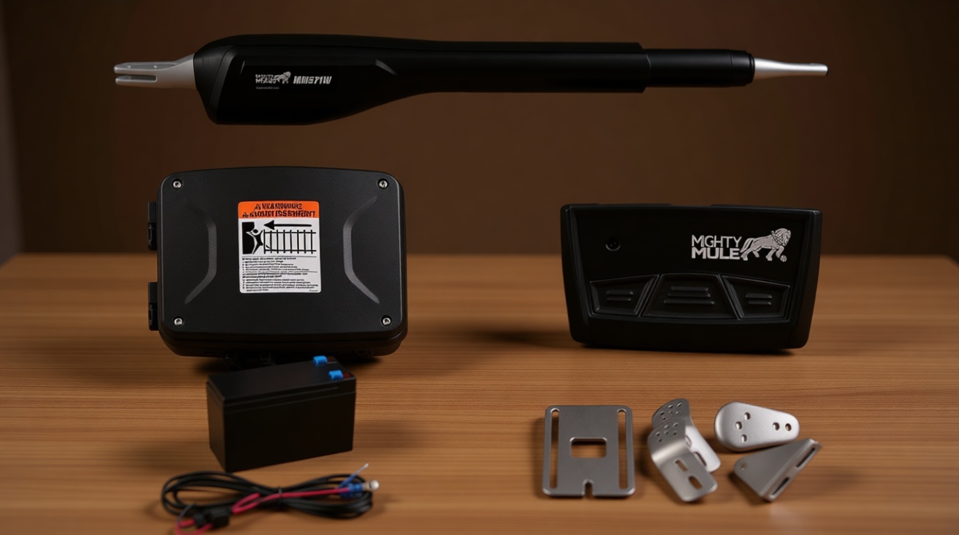 Mighty Mule Gate Opener, Solar and Smart Ready, Heavy Duty Automatic Gate Opener, Gates up to 18ft or 850lb, Single Gate Opener, MM571W