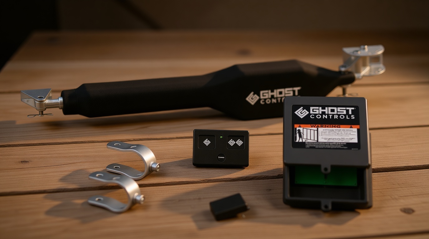 Ghost Controls Heavy-Duty Automatic Gate Opener Kit for Swing Gates with Long-Range Gate Opener Remote - Model TSS1