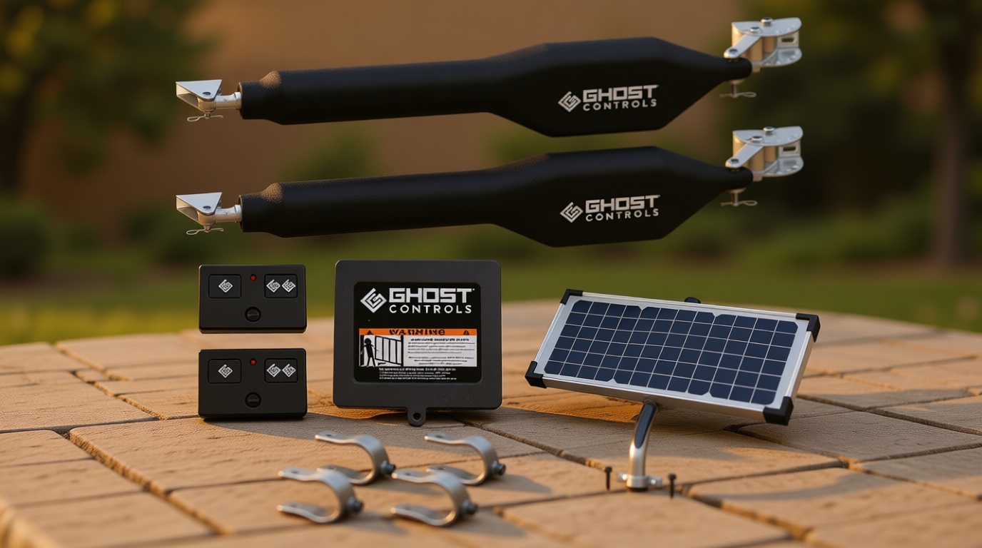 Ghost Controls TDS2XP Heavy-Duty Solar Dual Automatic Gate Opener Kit for Swing Gates Up to 20 Feet