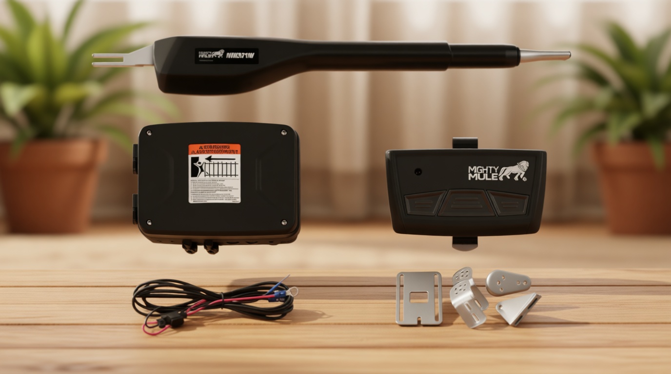 Mighty Mule MM371W Automatic Gate Opener, Smart and Solar Ready, Includes Gate Opener Remote and More-Up to 16ft Long or 550lb, Black, 1 Gate Opener Kit