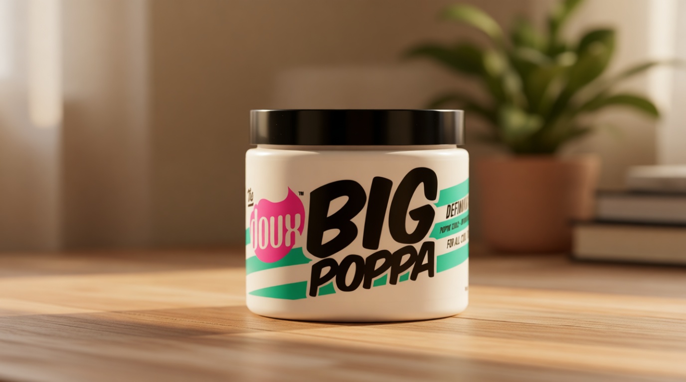 The Doux BIG POPPA Curl Defining Gel for Curly Hair – Frizz Control Styling Gel with Babassu Oil for Long-Lasting Shine & Soft Hold – Non-Crunch Hair Gel for Women, Coils, Waves & Curls