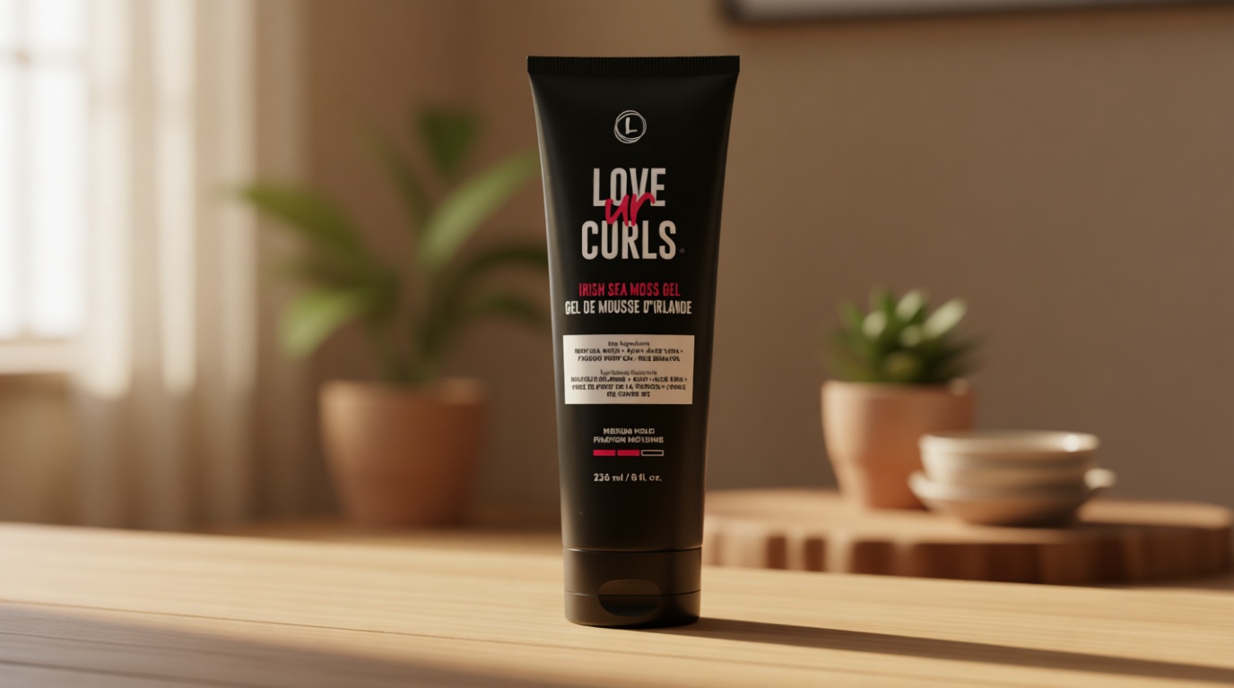 Love Ur Curls Irish Sea Moss Hair Gel, Medium Hold Hair Styling Curling Gel for Defined Curly Hair, Waves & Coils, Vegan, Cruelty Free, 236mL