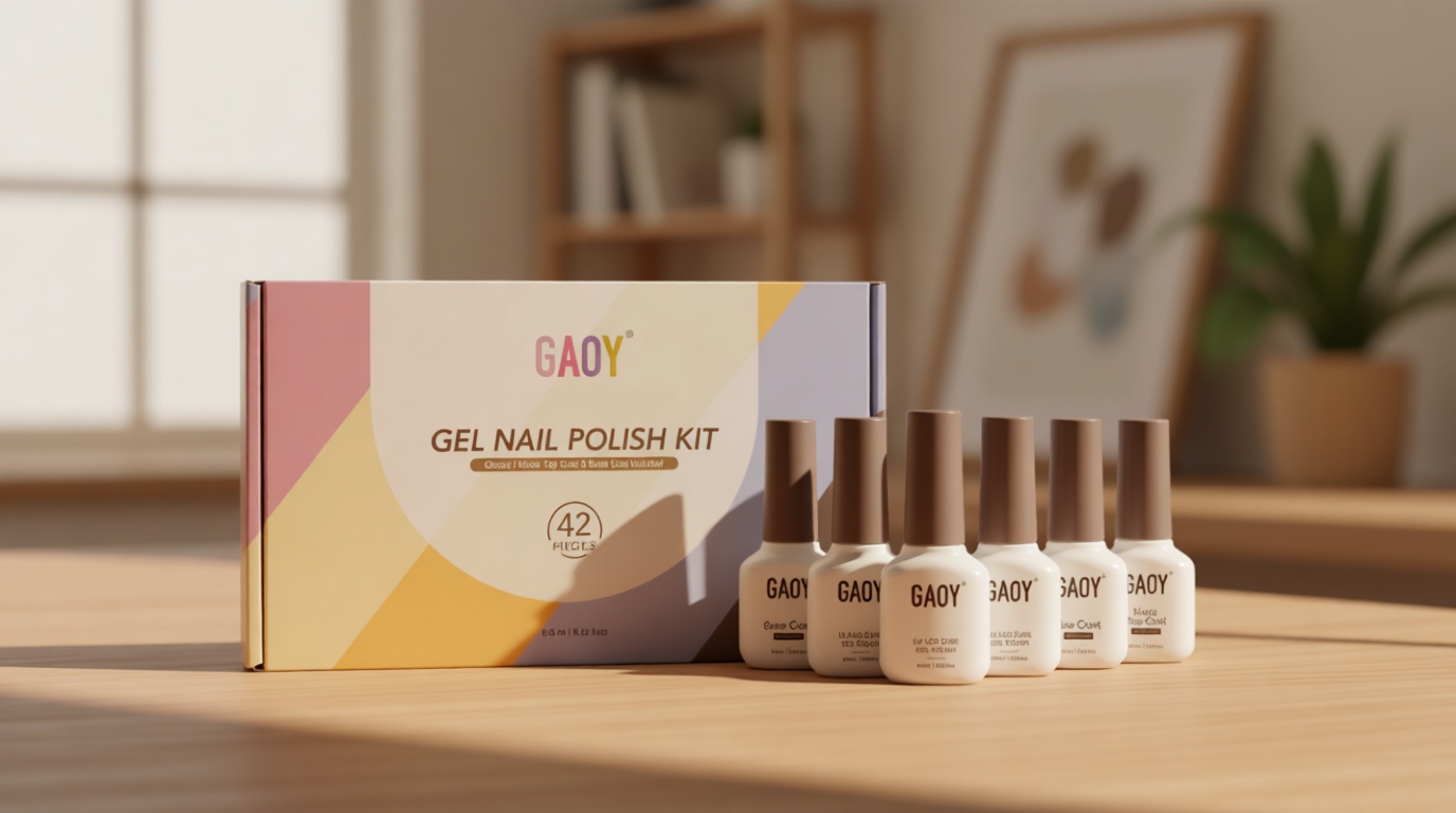 GAOY 42 Pcs Gel Nail Polish Kit, Pink White Red Jelly Nude Colors All Seasons Gel Nail Polish Set with Glossy & Matte Top Coat and Base Coat for Salon and DIY Manicure at Home